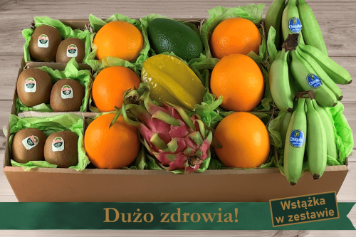 Zestaw owoców na prezent z życzeniami "Dużo zdrowia!