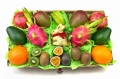 Owocowy prezent 29 - smoczy owoc karambola marakuja granaty mango pomarańcze awokado kiwi zajączek Lindt